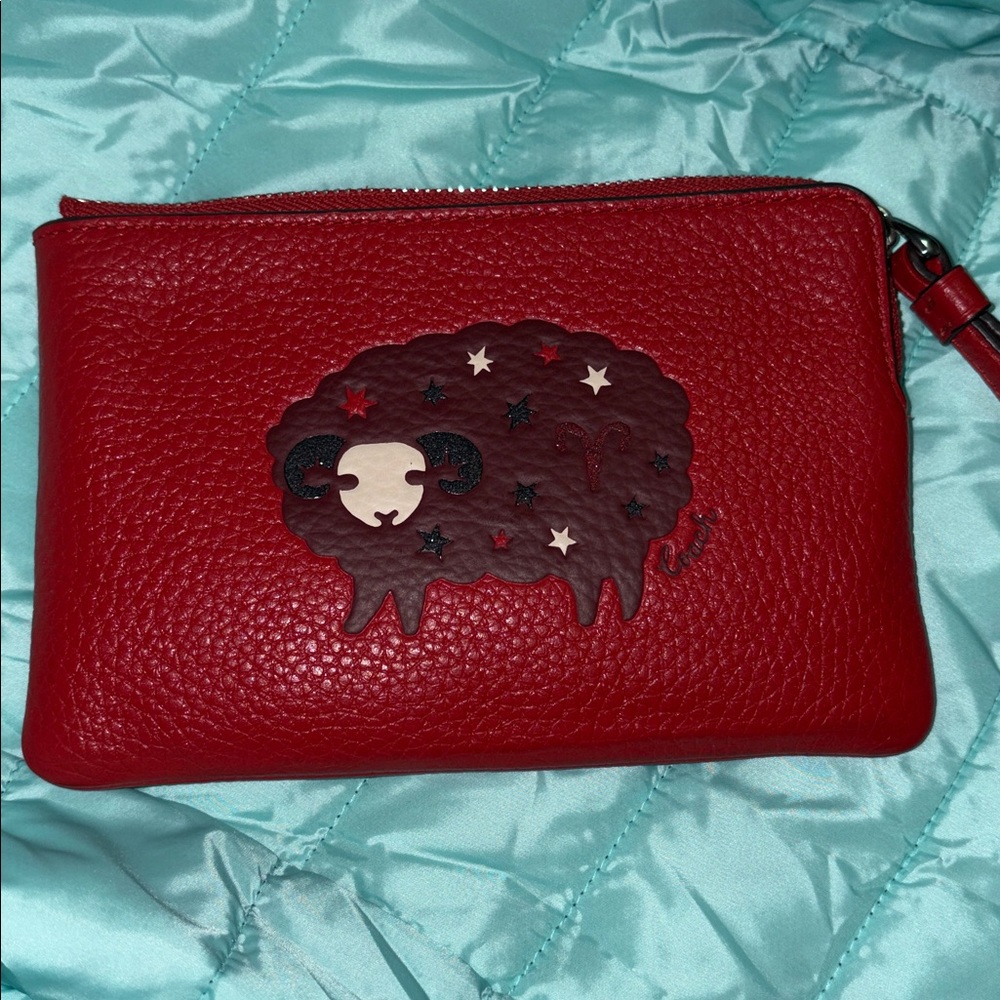 Coach Aries Red Leather Wristlet EUC HTF - Picture 13 of 13
